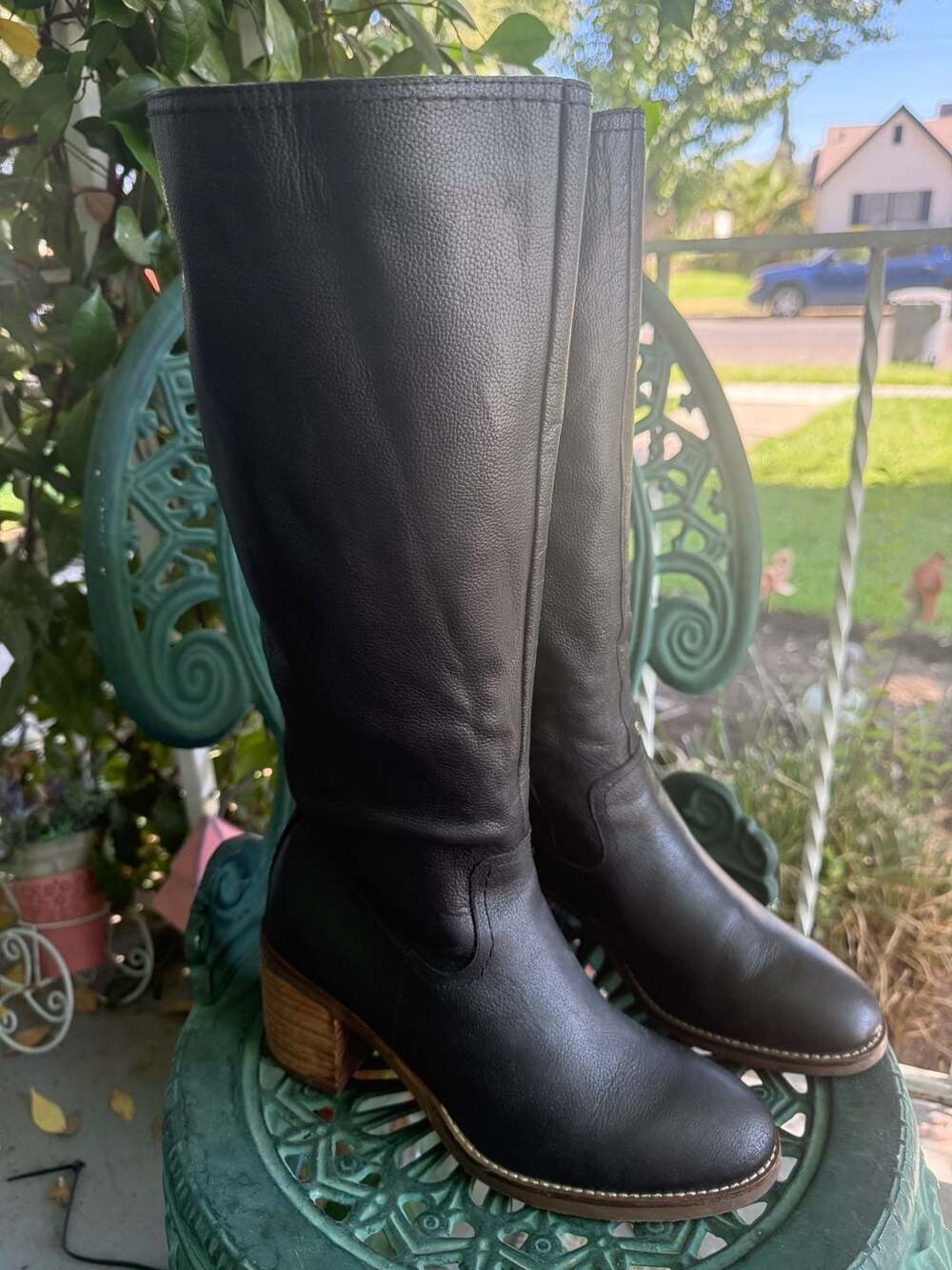 Crown Vintage Daytona Size 8.5M Black Leather Tall Riding Boots - Picture 2 of 9
